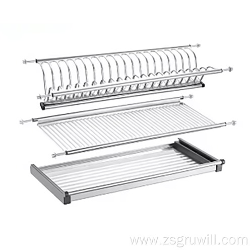 Wall-mounted stainless steel kitchen storage drain rack